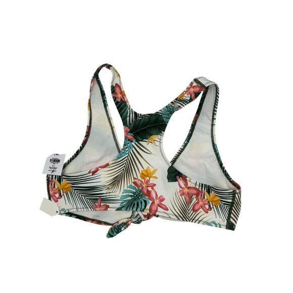 ACW Maillots Ardene *NEW* Tropical Floral Tie Front Bikini Swim Top Large Green - Picture 2 of 3